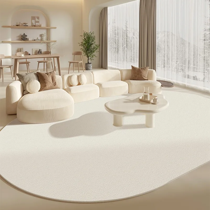 Oval Living Room Carpet Solid Color Simplicity Cream Style Bedroom Rug Large Area Simple Irregular Coffee Table Mat Ковер 양탄자