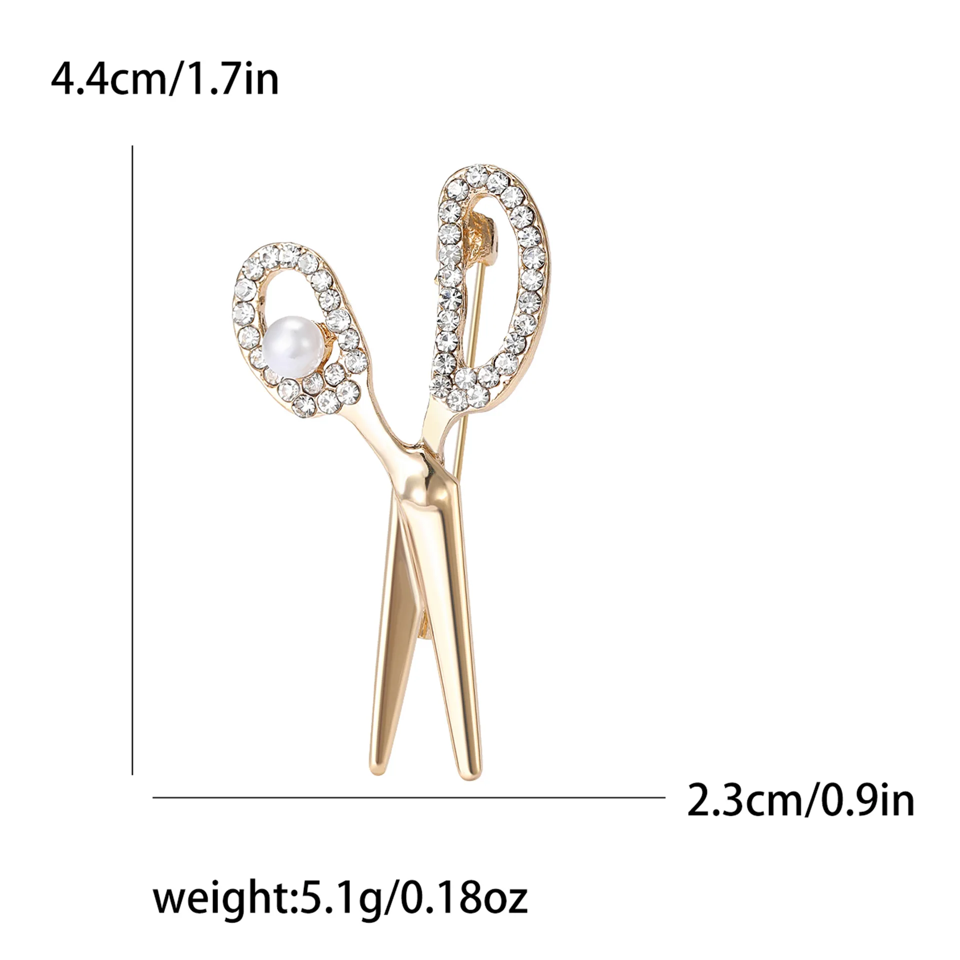 Pearl Scissors Brooches For Women Men 2-color Metal Rhinestone Hairdresser Clothes Designer Pins Banquet Daily Jewelry Gifts