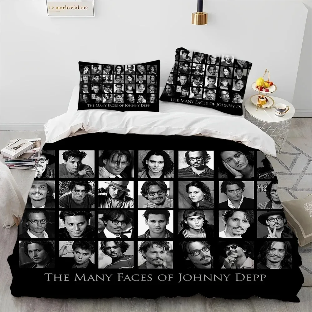 

3D Printing Johnny Depp Series Comforter Bedding Set,Duvet Cover Bed Set Quilt Cover Pillowcase,king Queen Size Bedding Set Kids