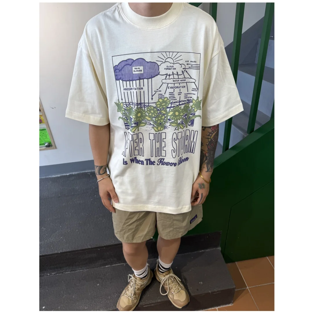 الأمريكية الرجعية المتضخم الرسم تي شيرت الصيف موضة الرياضة القطن الخالص تي شيرت رجالي ملابس الأطفال المحملة Y2k امرأة