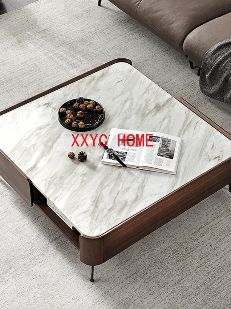 2023 Superlatives Luxury Coffee Table Square Glossy Marble Surface Coffee Table Modern Concise Tea Table Beautiful Furniture