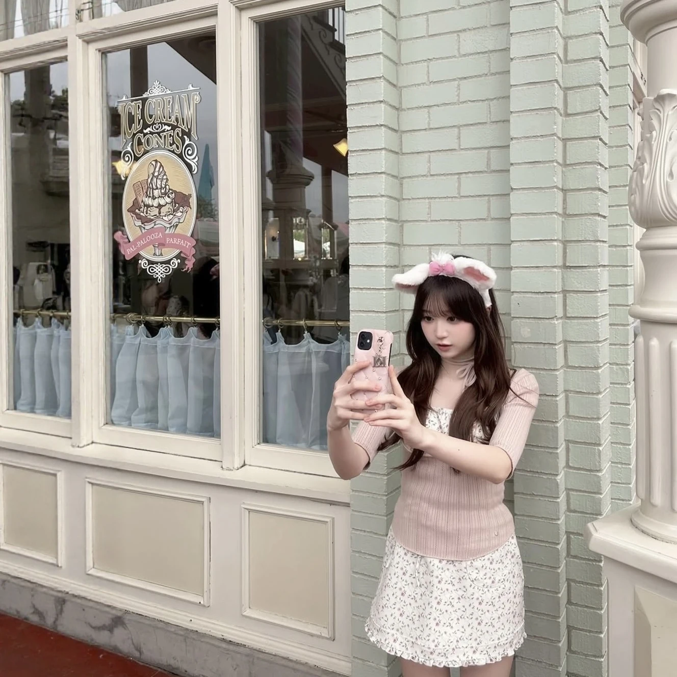 Cute Floral Knitted Set High Waist Spring Fashion Women's Two-Piece Suit Short Sleeve High Quality Craftwork EVA Japanese Style