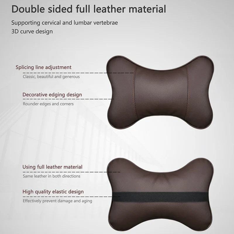 2PCS PU Leather Car Seat Headrest Neck Protector Pillow For Tesla Model 3 Model S X Model Y Roadster SpaceX Interior Accessories