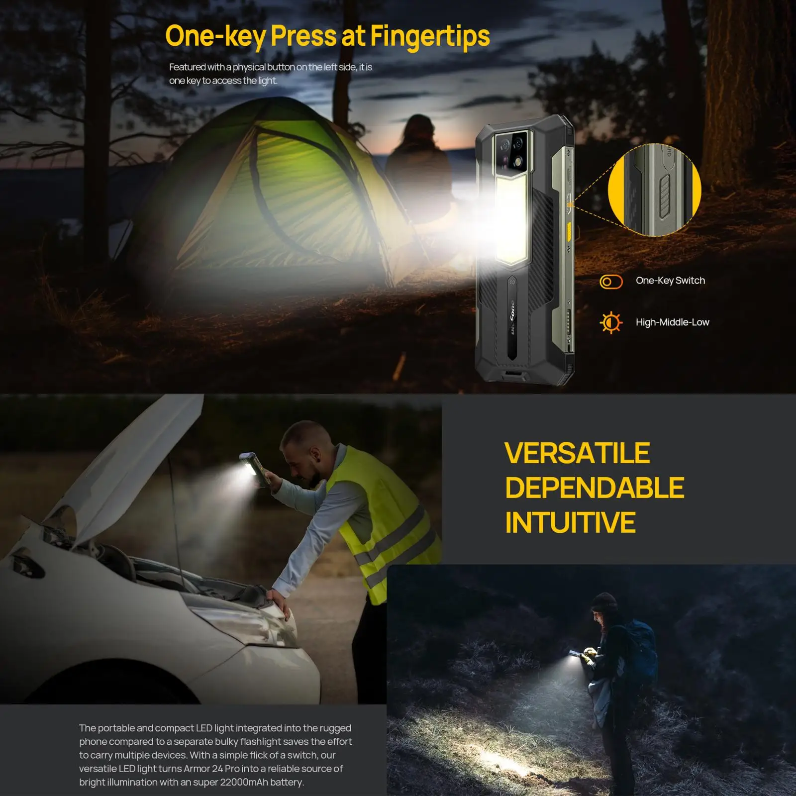 Ulefone Armor 24 Pro Rugged Phone 12GB+256GB 6.78 inch Android 16 MediaTek Helio G200 Octa Core 4G NFC Night Vision Smartphone