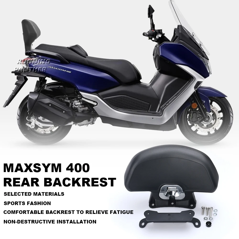 Motorcycle Black Rear Passenger Seat Tailstock Backrest Back Rest Cushion Pad FOR SYM MAXSYM 400 MAXSYM400 UP-2022 2021 2020