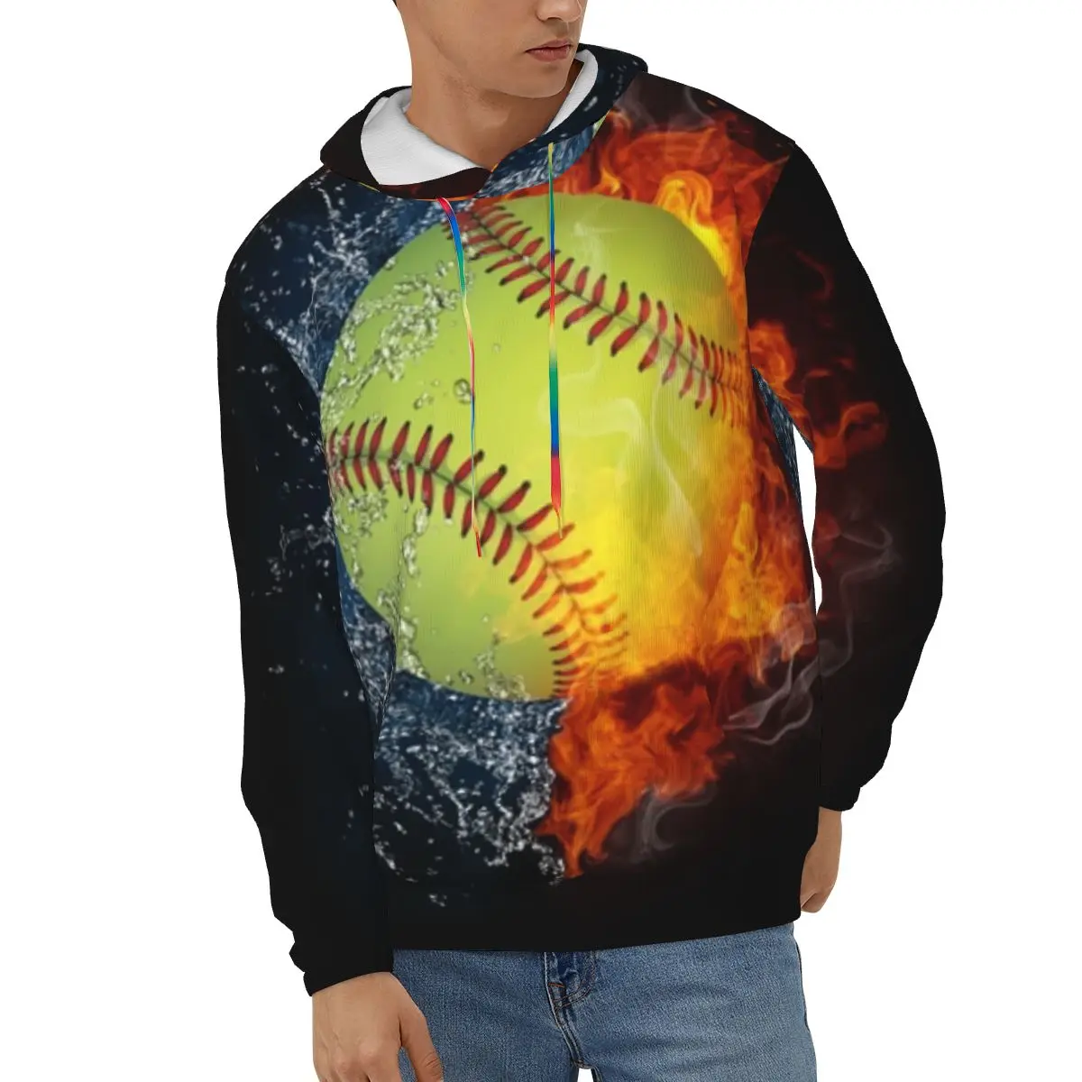 

Baseball Softball Ball Men's Hoodies Autumn Winter Hooded Sweatshirt Hoodie Hip Hop Pullover Hoody