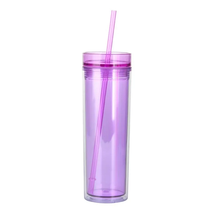 450ml Plastic cup, straw cup, fashionable holiday gift cup, solid color with straw