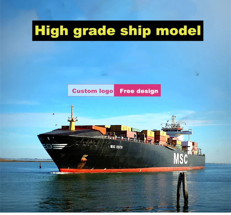 Office Desk Decoration Scale 1:1000 alloy model ship simulation wooden shipping container toy models 41cm container ship model