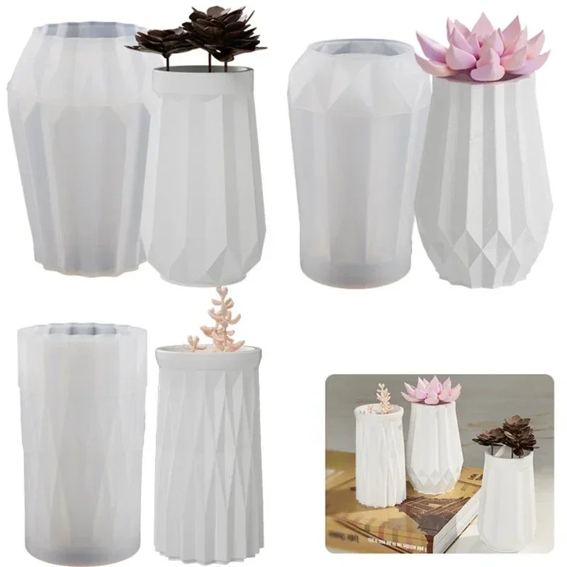 

3D Vase Silicone Mold, DIY Epoxy Resin Gypsum Concrete Flower Pot Mould, Handmade Ornament Molds for Home Garden Decor