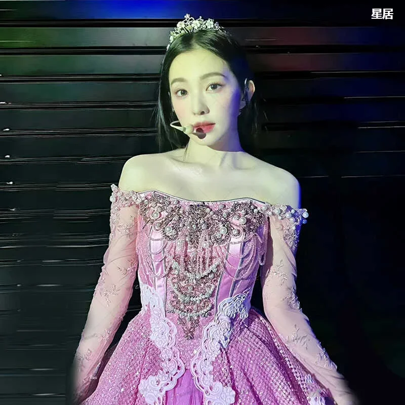 Neue Jazz Dance Kleidung Kpop Rosa Neckholder Kleid Nachtclub Sängerin Bühne Kostüme Koreanische Frauen Gruppe Festival Rave Outfits