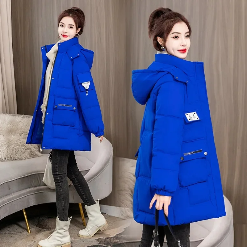 2023 New Women\'s Jacket Down Cotton Parkas Winter Jacket Coat Thick Long Coats Female Fashion Hooded Padded Outerwear