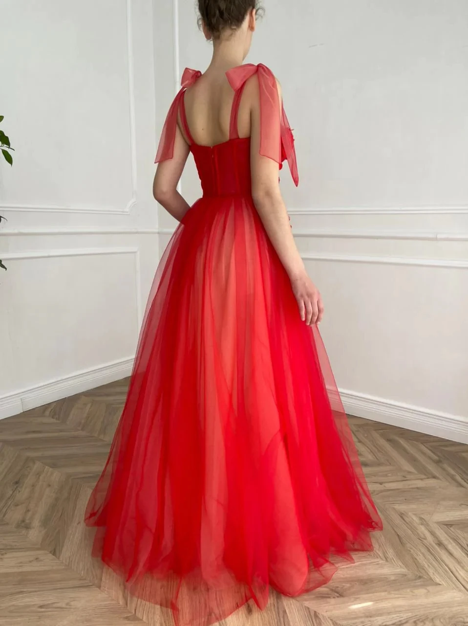 Vestidos de Noche marroquíes rojos, línea A, tirantes finos, tul, flores, perlas, largo, Turquía, Dubai, Arabia Saudita, vestidos de fiesta