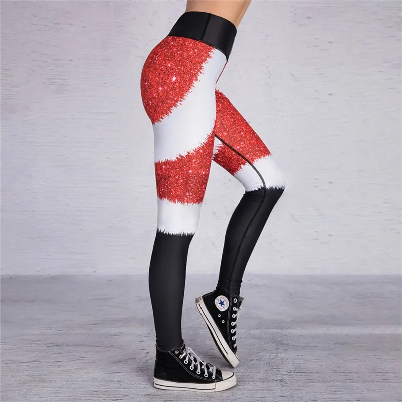 Mallas de moda de cintura alta para mujer, mallas deportivas para correr y Yoga, mallas con estampado navideño, mallas ajustadas para gimnasio