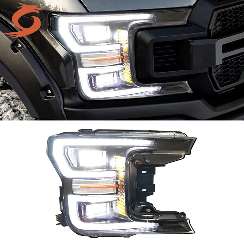 مناسبة لفورد F150 الحارس 18-19 نماذج مجموعة مصابيح أمامية التحديثية عالية مطابقة LED النهار تشغيل ضوء تدفق تحول مصباح