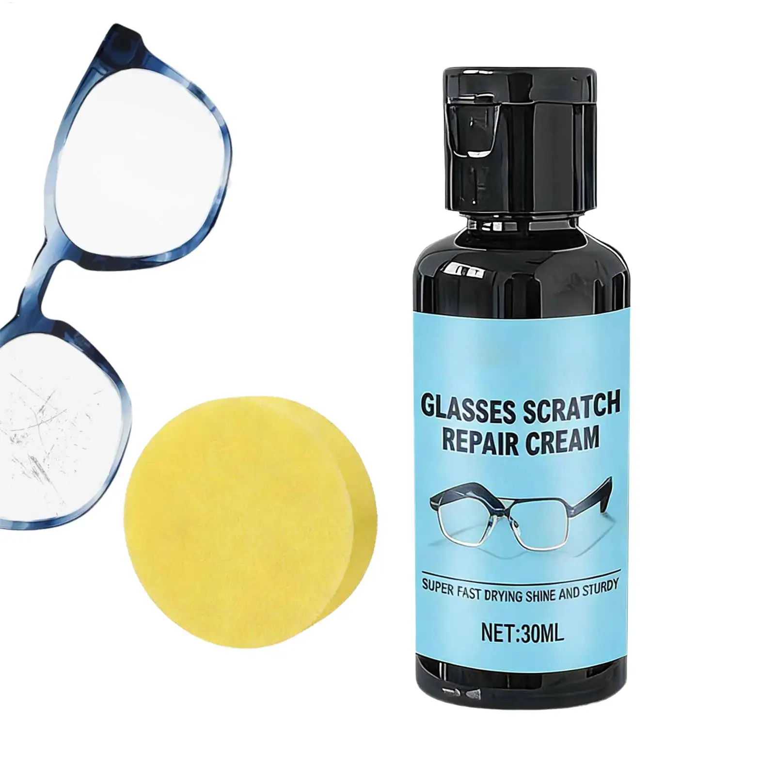 Eye Glass Scratch Remover for Lenses 30ml Watch Cleaner with Sponge Eyeglasses Scratch Remover for Camera Screen Watch Phone view 3