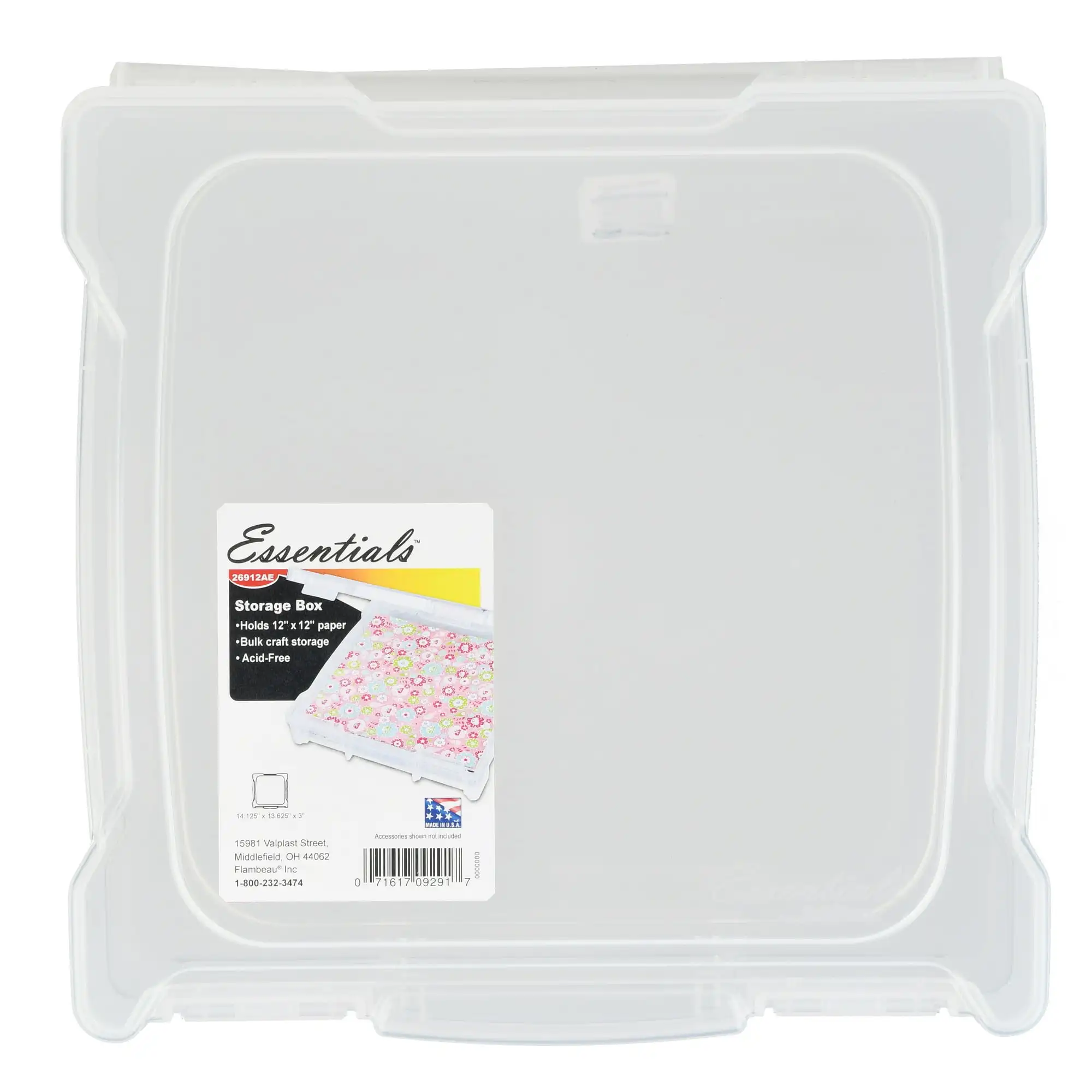 

Flambeau Essentials, 26912AE, Scrapbook Box, Craft and Hobby Storage Box, Clear, 12 inches, Plastic