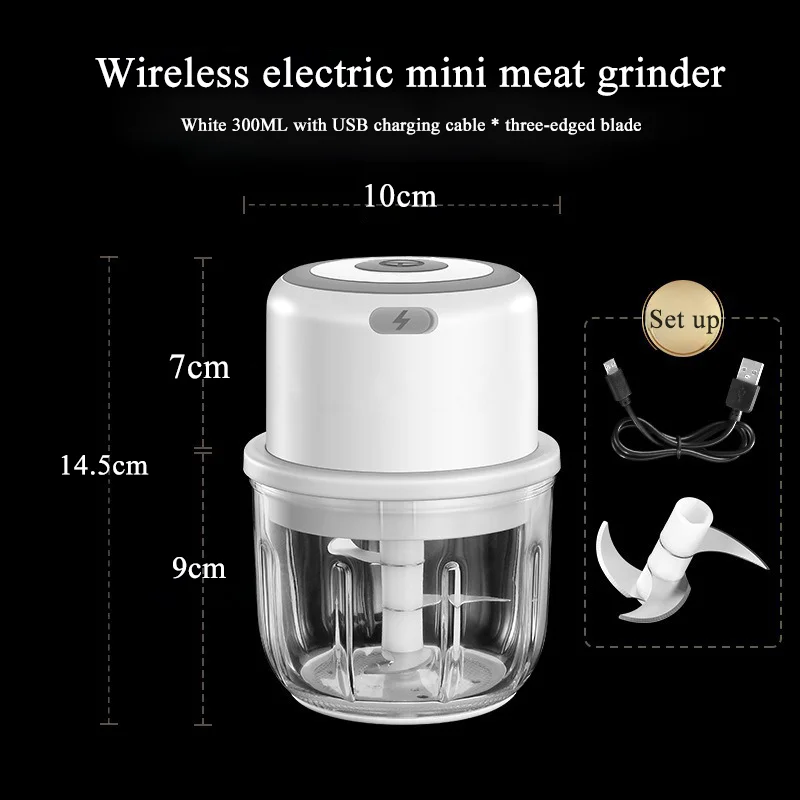 

Garlic Masher Crusher 300ML Portable USB Charging Meat Grinder Vegetable Chopper Kitchen Tools Electric Kitchen Food Chopper