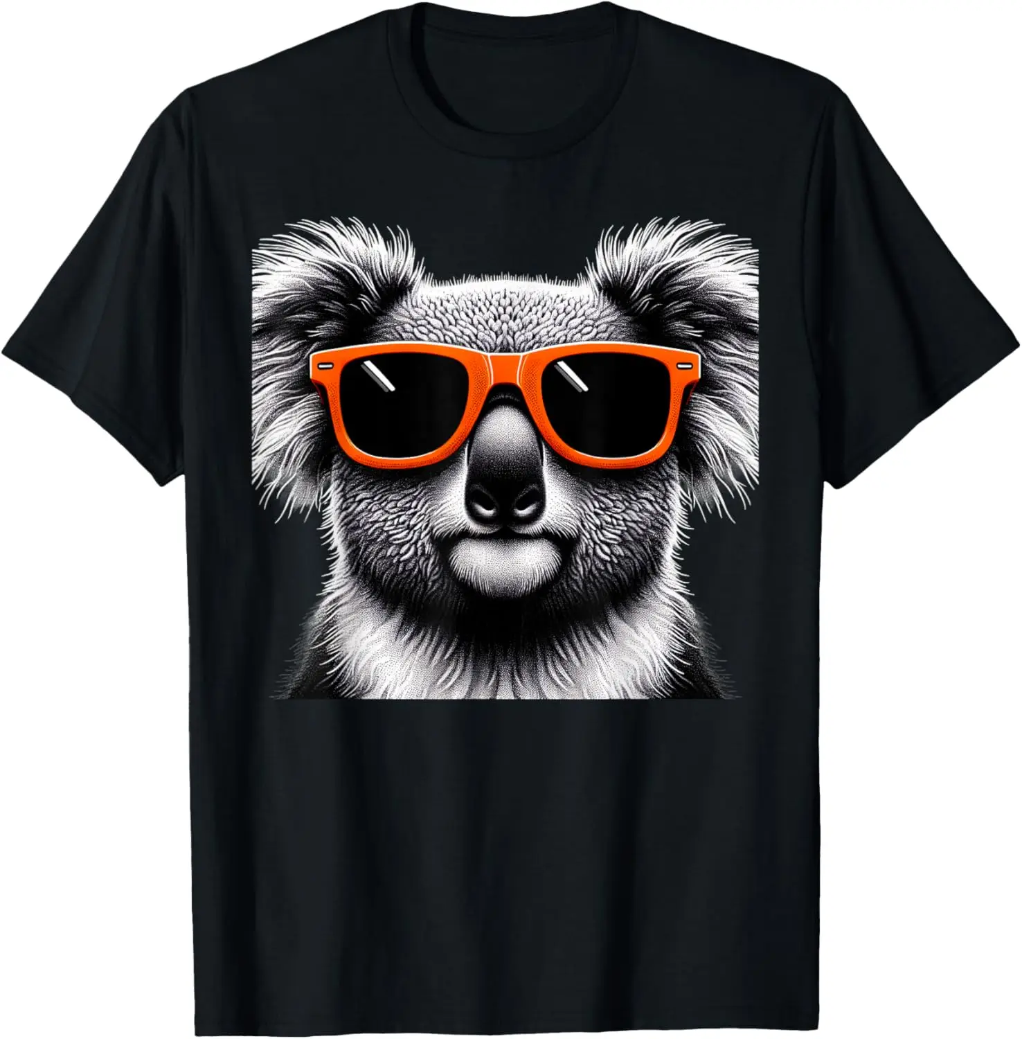 

Cool Koala Wearing Bright Orange Sunglasses Graphic Tee Men's Cotton Fashion Short Sleeve T-Shirt