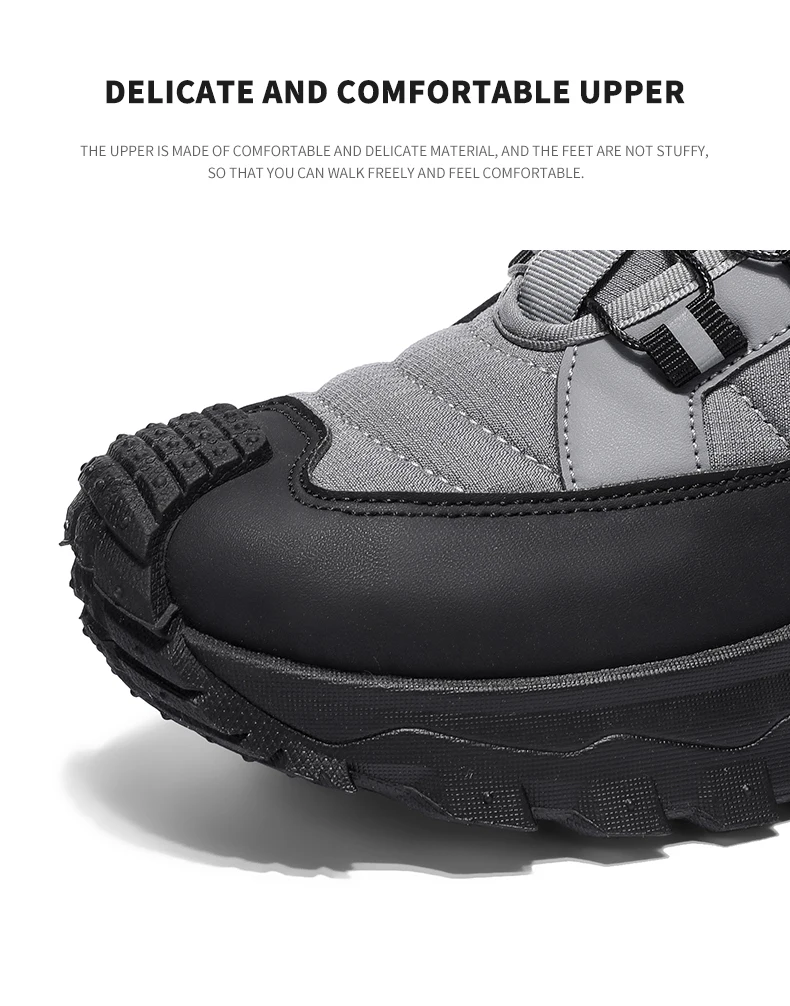 Outdoor Herren Schneestiefel Winter Plüsch Warme Baumwollstiefel Hohe Herren Freizeit Wanderstiefel Rutschfeste Wasserdichte Knöchelstiefel – Detail 8