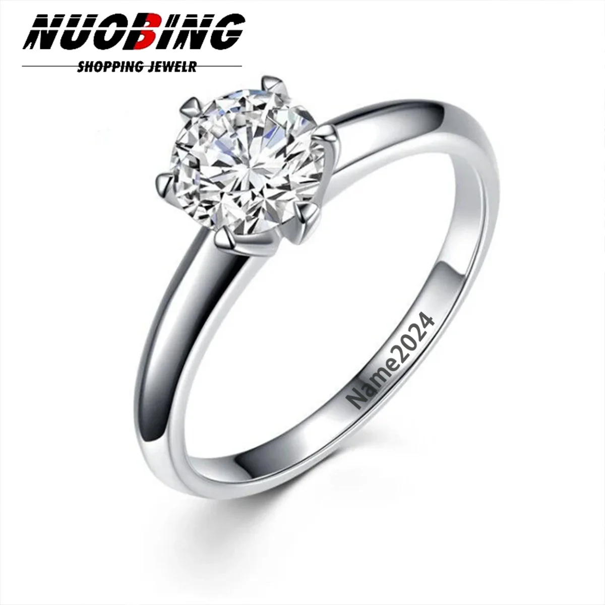 

Custom Ladies Name CZ Sparkling Crystal Ring Elegant Temperament Engagement Bride Wedding Dress Jewelry Never Fade Gift