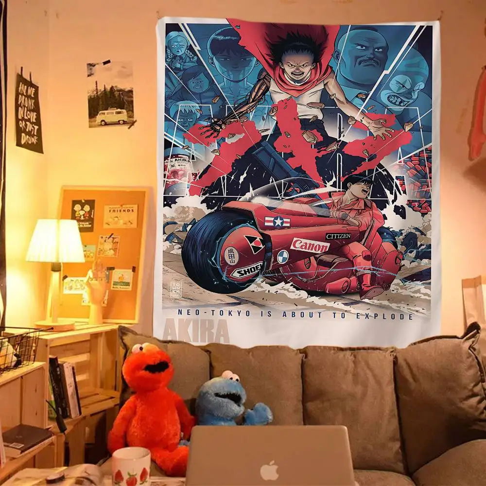 Tapiz Retro de Anime Akira, estampado artístico, tapiz de pared japonés, decoración del hogar colgante de pared de Anime