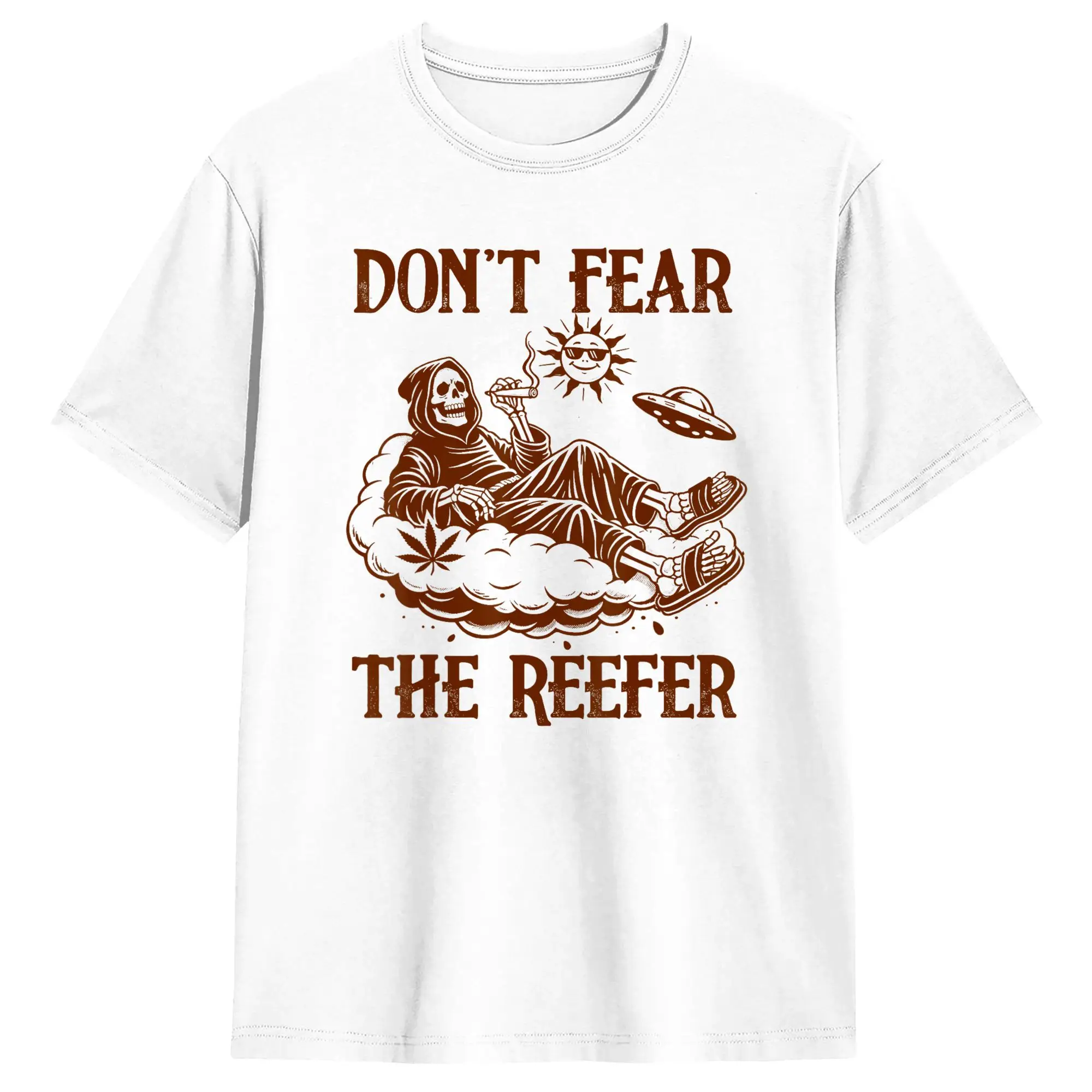 Camiseta Reaper Smoking 420 Don't Fear The Reefer, camisetas de ocio, camisetas de manga corta estilo callejero, camisetas de verano de algodón puro