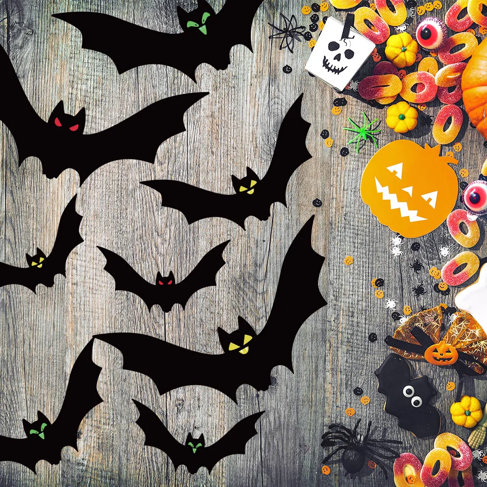 

Halloween Bats PVC Stickers 3 Sizes Realistic 3D Black Scary Wall Decals For Home Decor DIY Bathroom