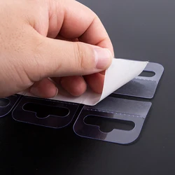 PVC Slot Hole Hole Adhesive Hang Tabs, Tag Hook, Merchandise Package, Box Bag, Canetas, Display, 100Pcs