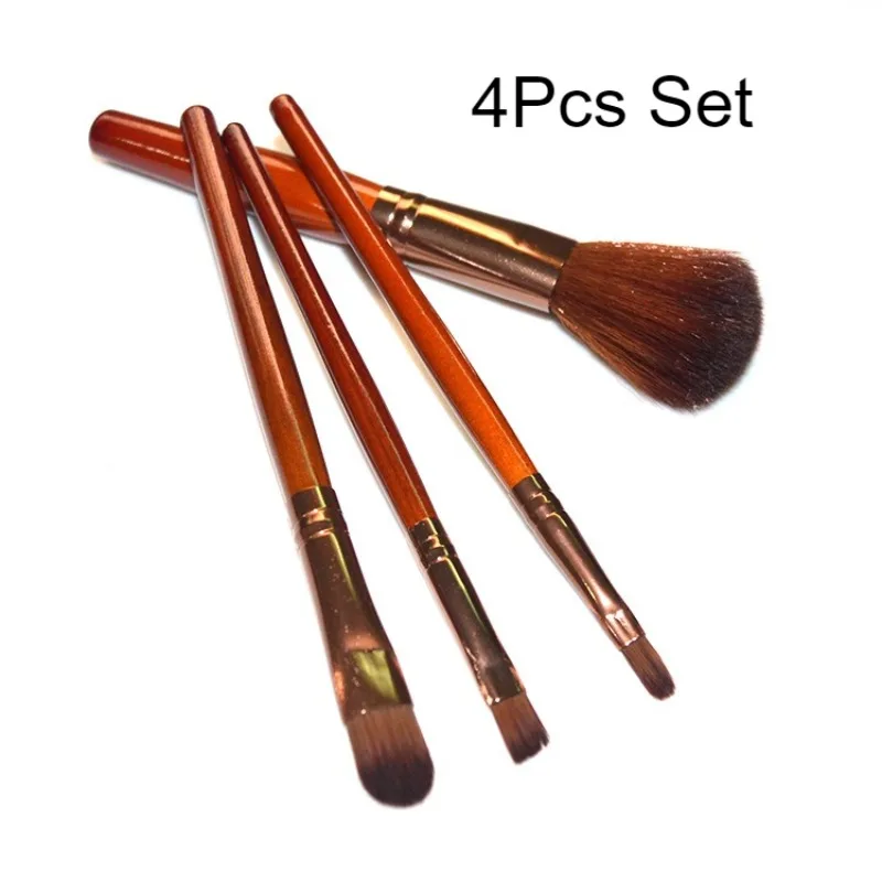 Koffie Make-up Borstel Make-up Gereedschap 4 Stuks Vloeibare Foundation Concealer Make-up Kwasten Houten Handvat Borstels Beauty Tools Professioneel