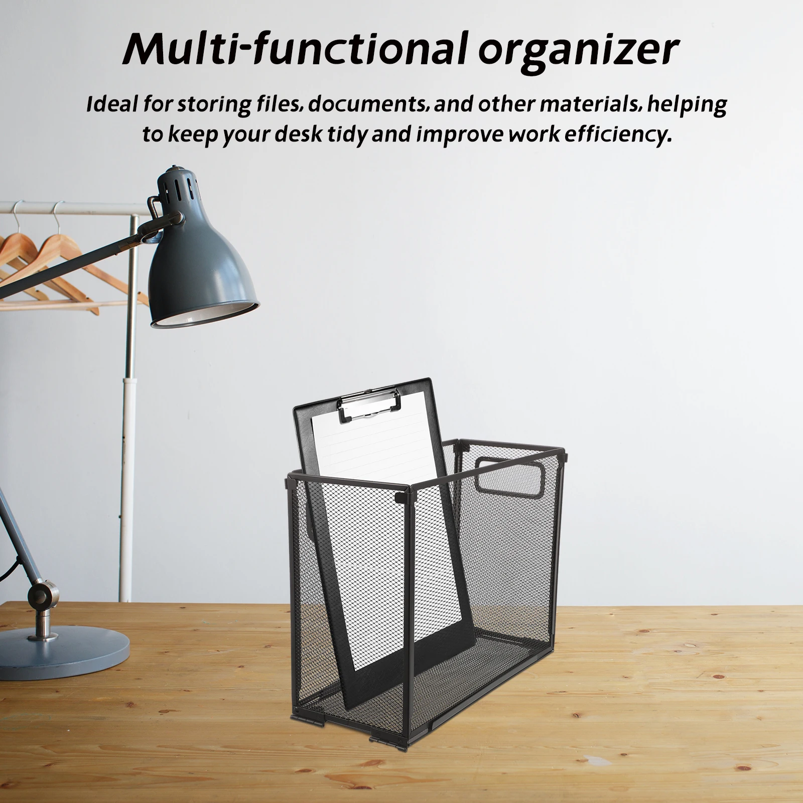 

Stainless Steel Multi-Layer Foldable Storage Rack Desktop Organizer For Office Home School Documents Books Magazine Mesh File