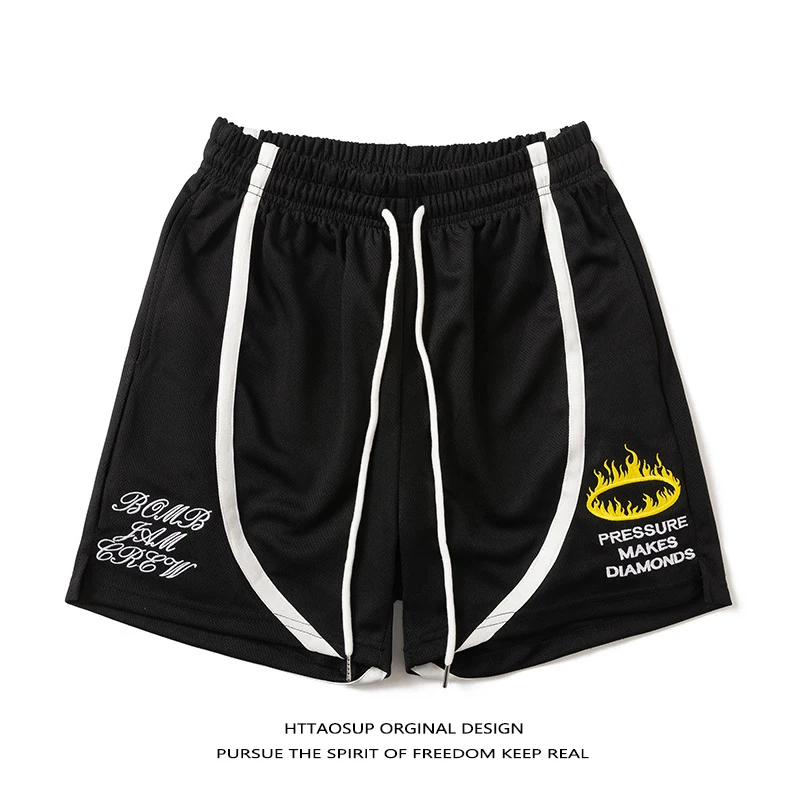 

HTTAOSUP Basketball Sport Shorts Men's Training Fitness Casual Patchwork mid Waist Polyester Summer Fashionable Shorts