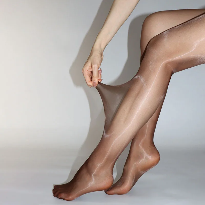 Sommerliche ultradünne Aurora Nahtlose Netzstrumpfhose mit tiefem Schritt, ölige Seidenstrümpfe, sexy, seidig glatte, duftende Strumpfhose