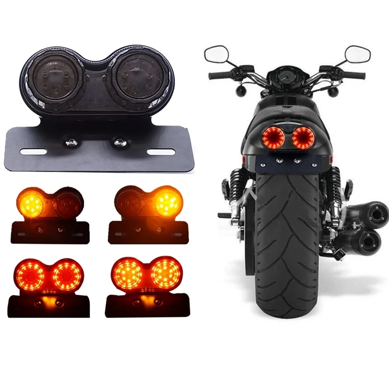 Universal Motorcycle Shell Tail Light Multi-Function Retro Modified LED With Turn Brake Light License Plate Light