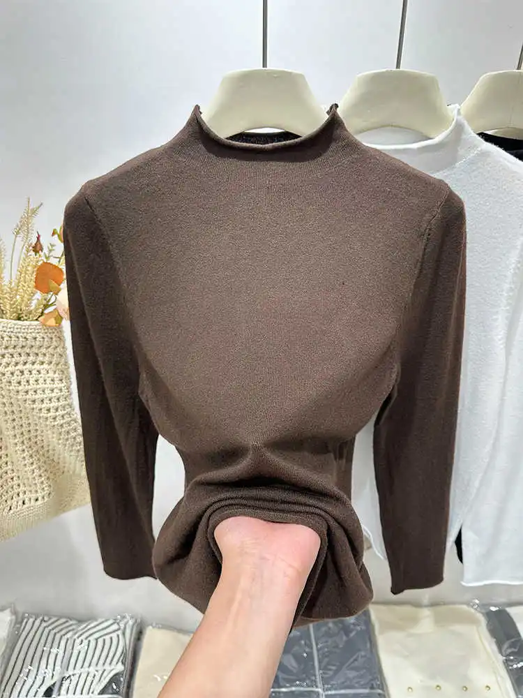 Sweter damski dziergany, pulower, nowy, długi rękaw, golf, biały sweter dziergany, pulower damski, topy, swetry, swetry damskie Q1428