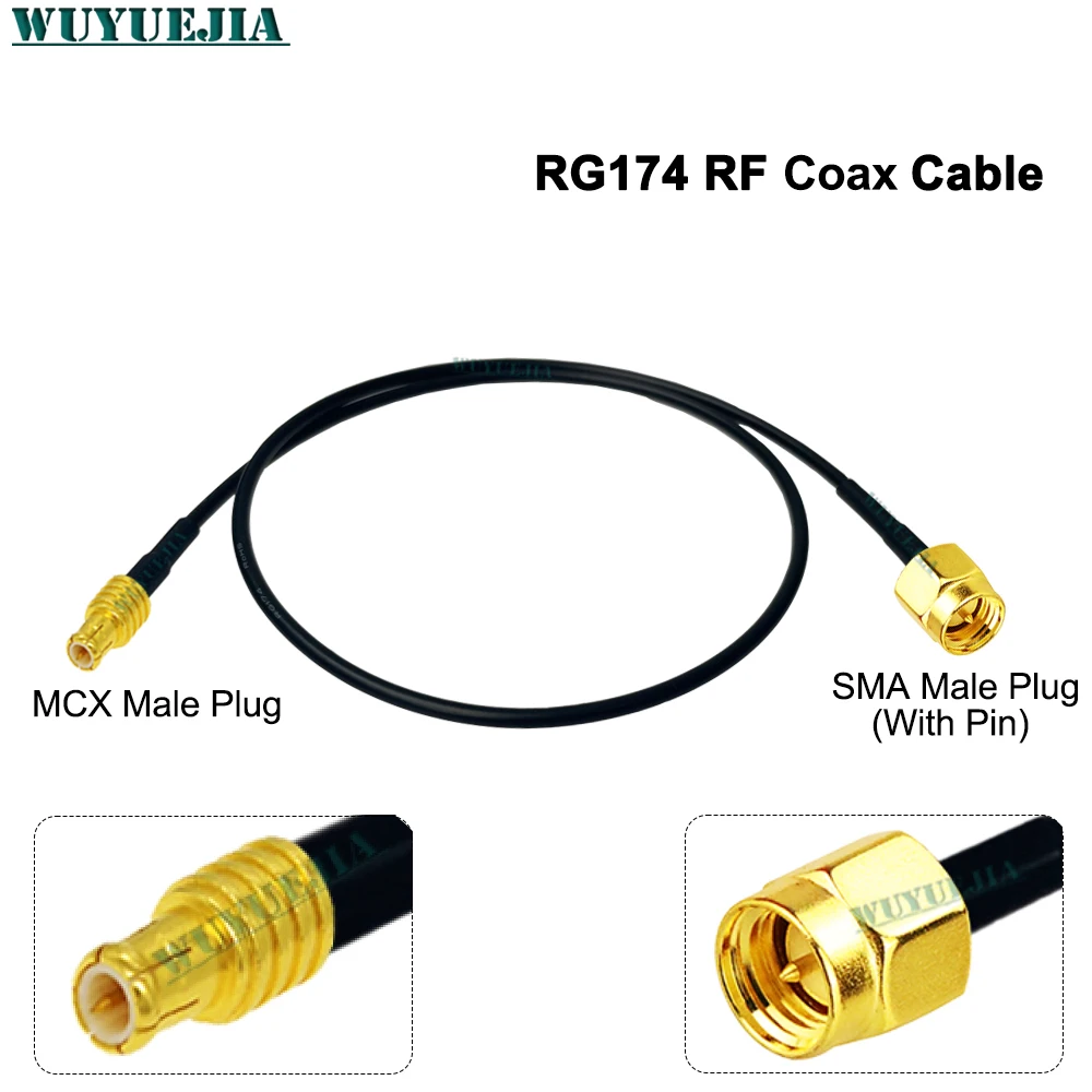 0.1~10 Meters SMA Male to MCX Male Plug Right Angle RF Pigtail Cable 50 Ohm RG-174 Coaxial Extension Loss for Wireless Modem