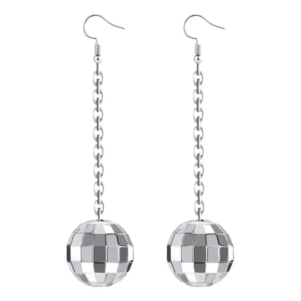 Exquisite Retro Disco Ball Pendant Earrings for Parties