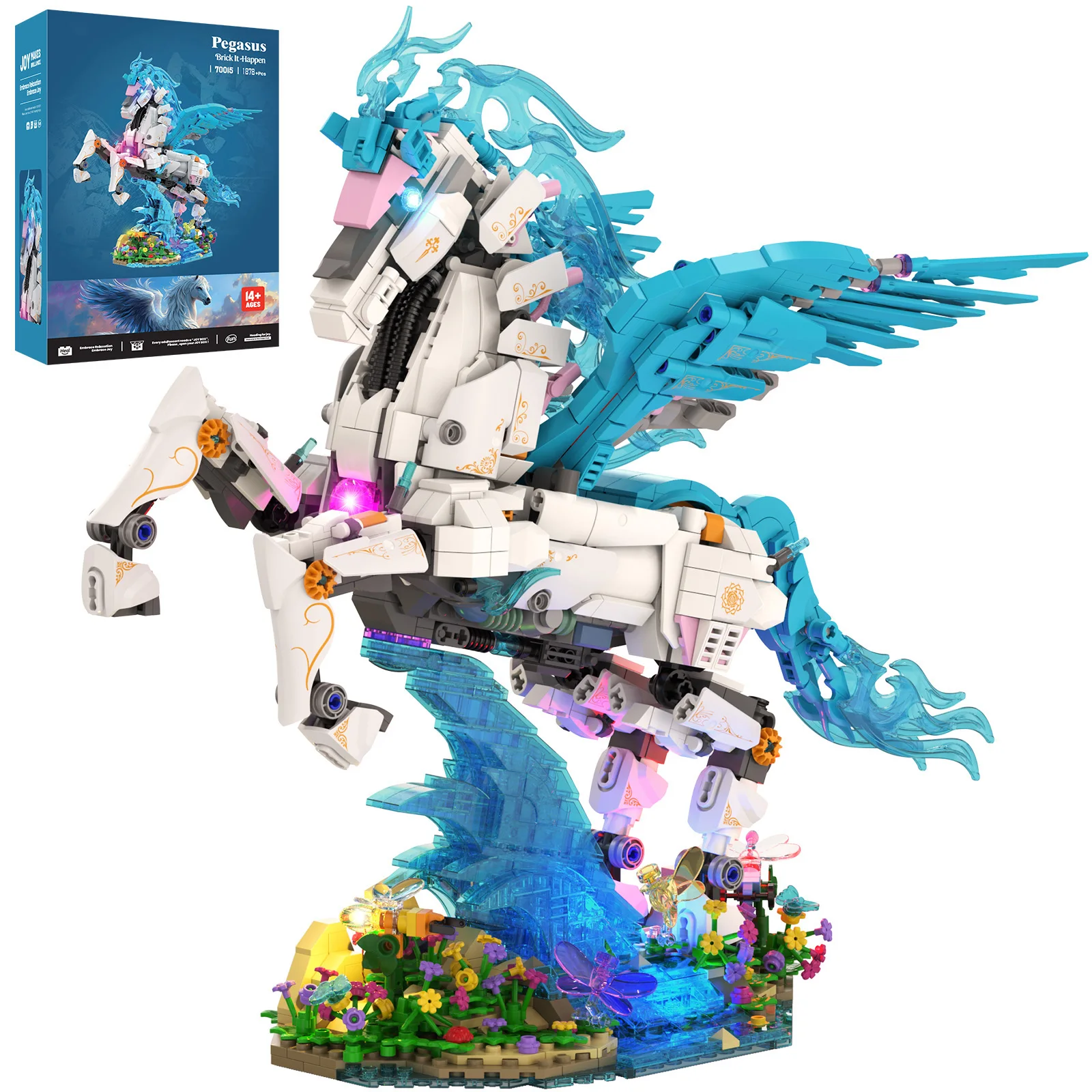 

Fantasy Pegasus Light-Up Building Blocks Set - Collectible Toy Ornament, Assembly Toy, Birthday Gift, DIY Toy, and Gift