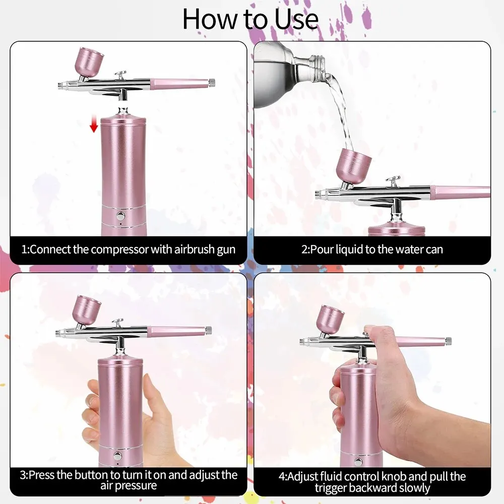 Airbrush-Kit Rechargeable Cordless Airbrush Compressor Auto Handheld Portable Wireless Air Brush for Art Makeup Model Painting