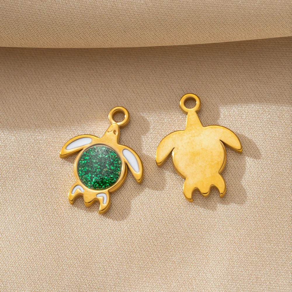 5 Stück Emaille-Schildkröten-Anhänger aus Edelstahl für DIY-Ohrringe, Armbänder, Halsketten, Ozean-Anhänger, Schmuckherstellung, Zubehör – Detail 5