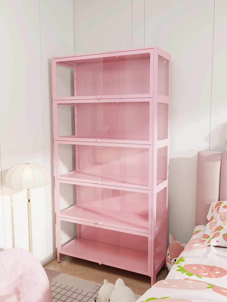Figure cabinet building block display cabinet dust bag storage transparent glass  with lamp display stand
