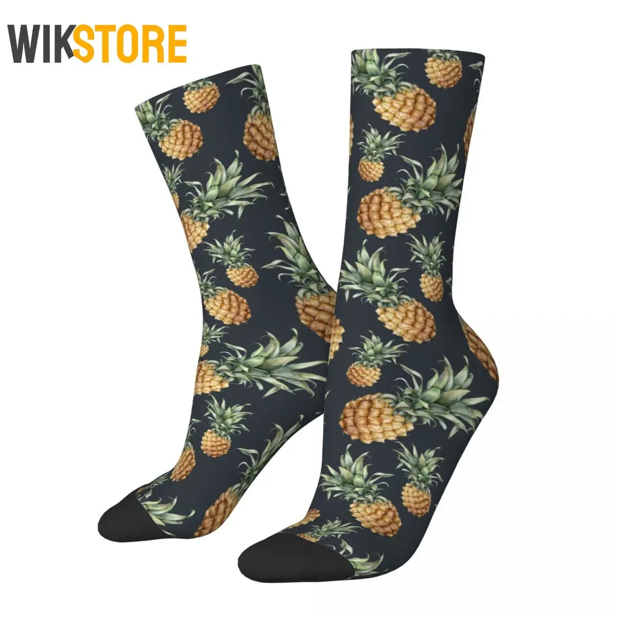 

Autumn Winter Retro Women Men Pineapple Fruit Pattern Socks Non-slip Breathable Crew Sock