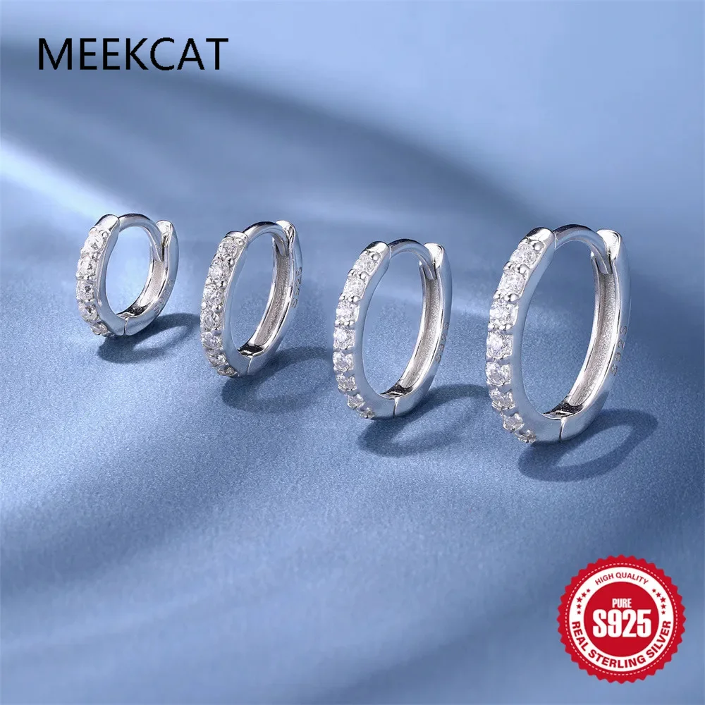 

8/12/16/18mm Moissanite 925 Sterling Silver Hoop Earrings Women Round Circle Piercing Earings Personalized Fine Jewelry Huggies