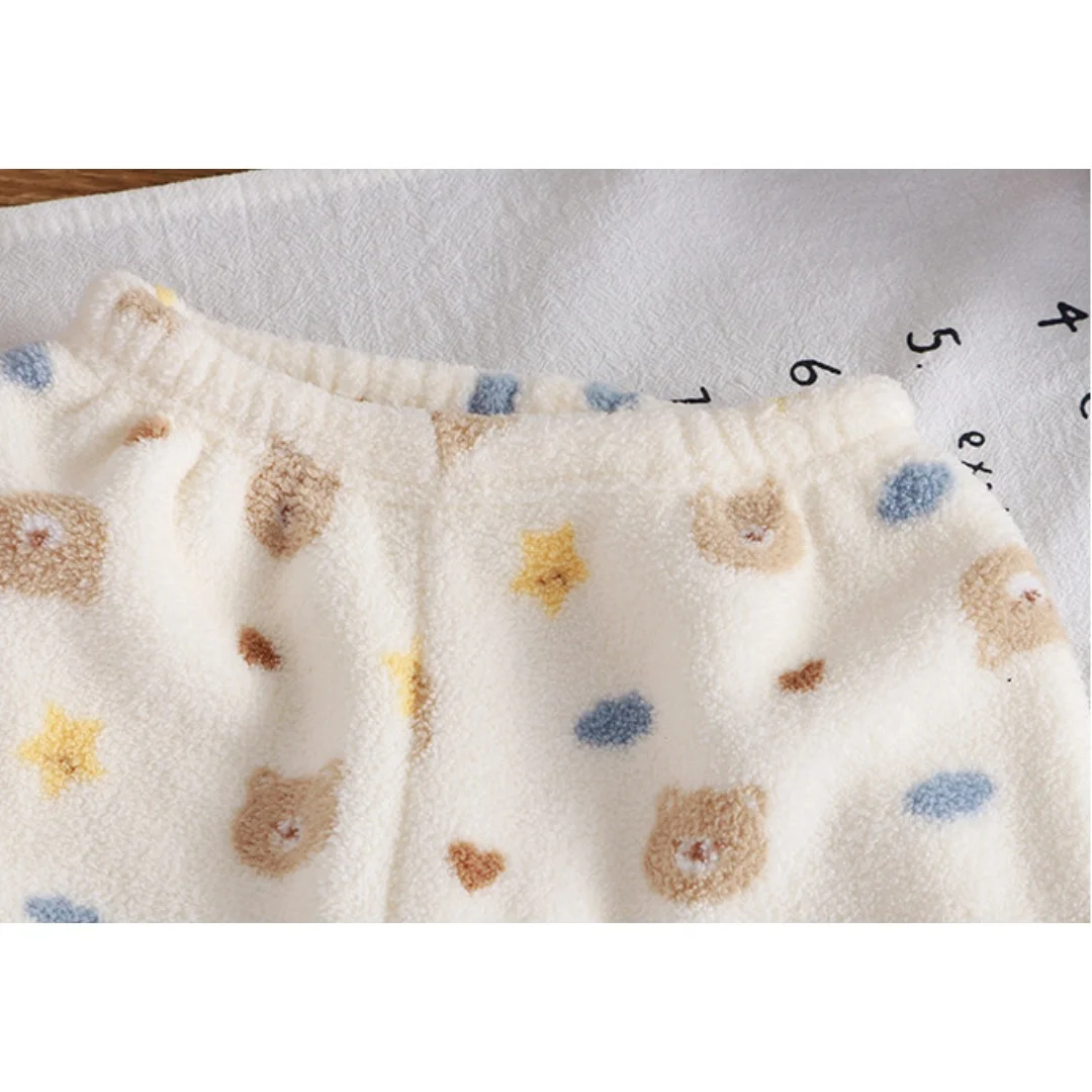 طفل صبي فتاة أفخم الصوف رياضية مجموعات 1-8Y سميكة الدافئة الكرتون طباعة جاكيت زيبرا السراويل 2 قطعة الاطفال الخريف الشتاء الزي #6