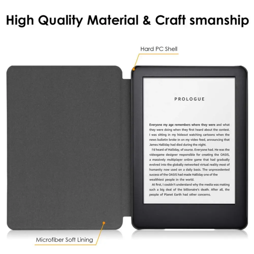 Premium 6 Inch E-Reader Case Auto Sleep/Wake Anti-fall Folio Cover Shockproof Leather Back Cover for Kindle Voyage