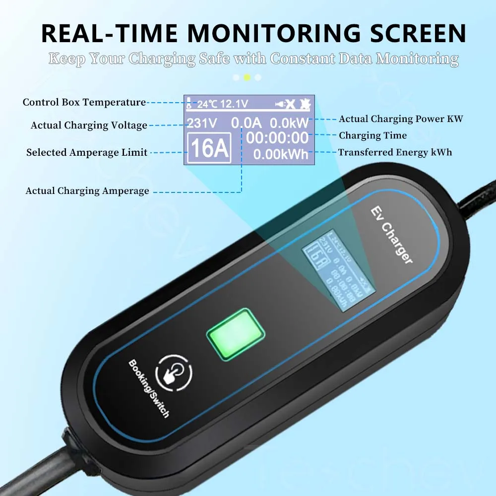 Teschev 16A Type 1 Electric Car Charger Type 2 Charging Cable GBT Charging Station Wallbox EVSE 3.5kW Electric Charger Cord