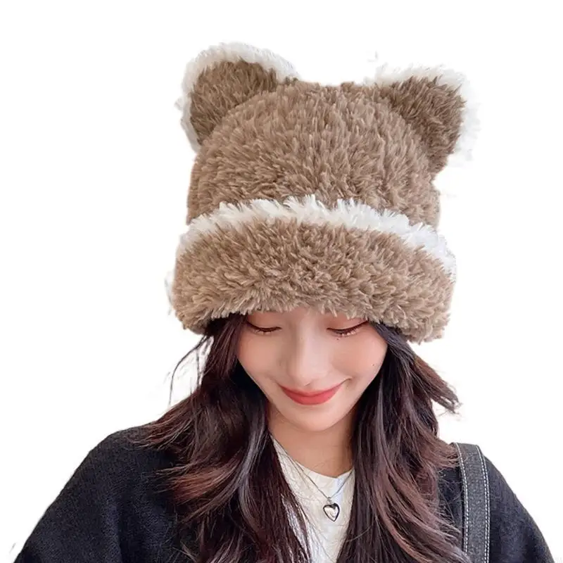 

P88A Oversized Hat for Girls Winter Warm Bonnet Hat Bear Birthday Gifts