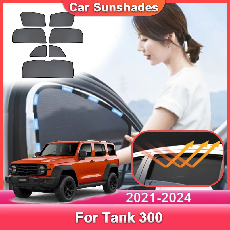 

Auto Window Sun Visor For GWM Wey Tank 300 2021 2022 2023 2024 Car Curtain Windshield Mesh Sunshade Shield UV Blocking Sunshade