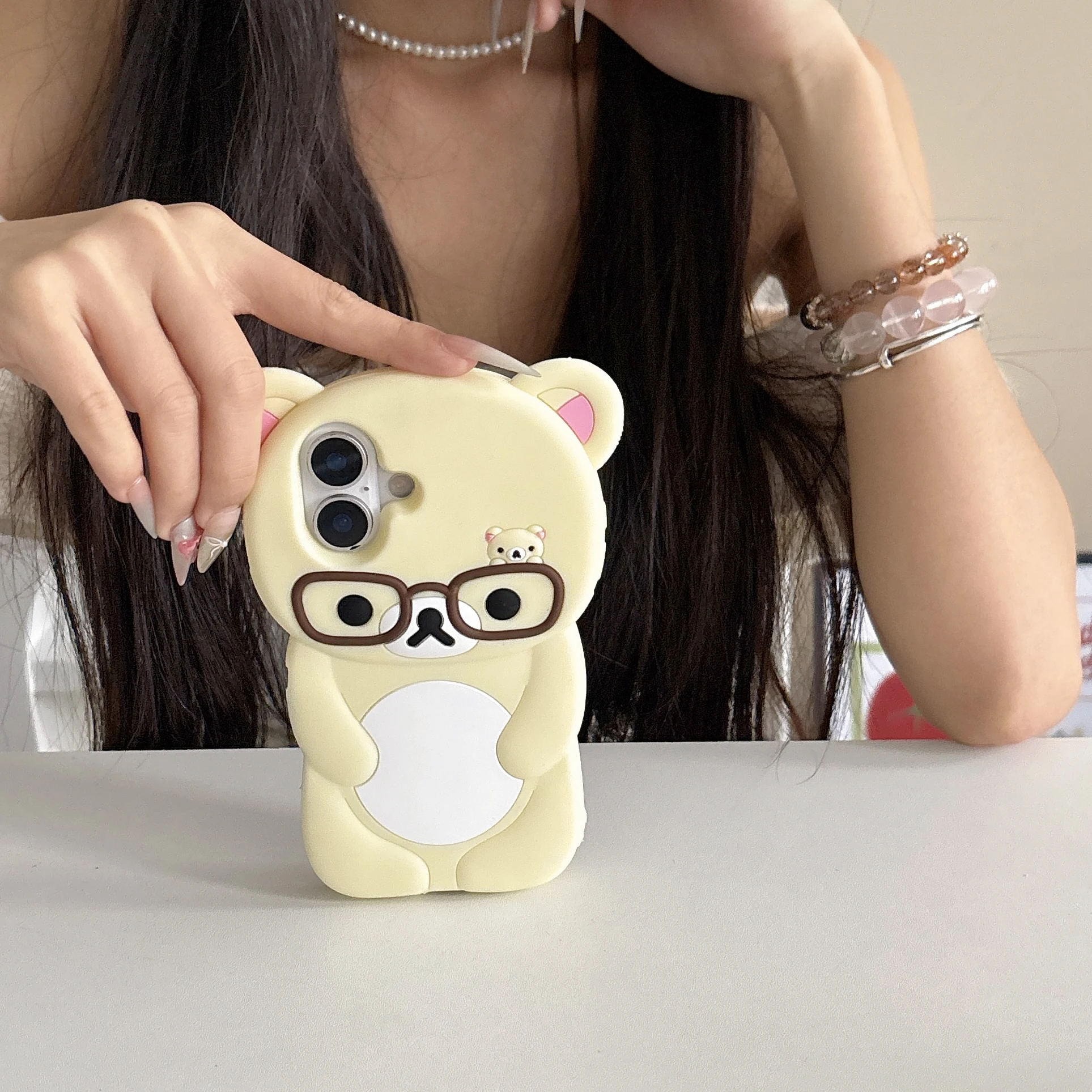 Für iPhone 18 17 16 15 14 13 12 11 Pro Max mini Plus Xs XR 6 7 8 Plus Brillen Rilakkuma Bär Silikon Weiche Hülle – Detail 8