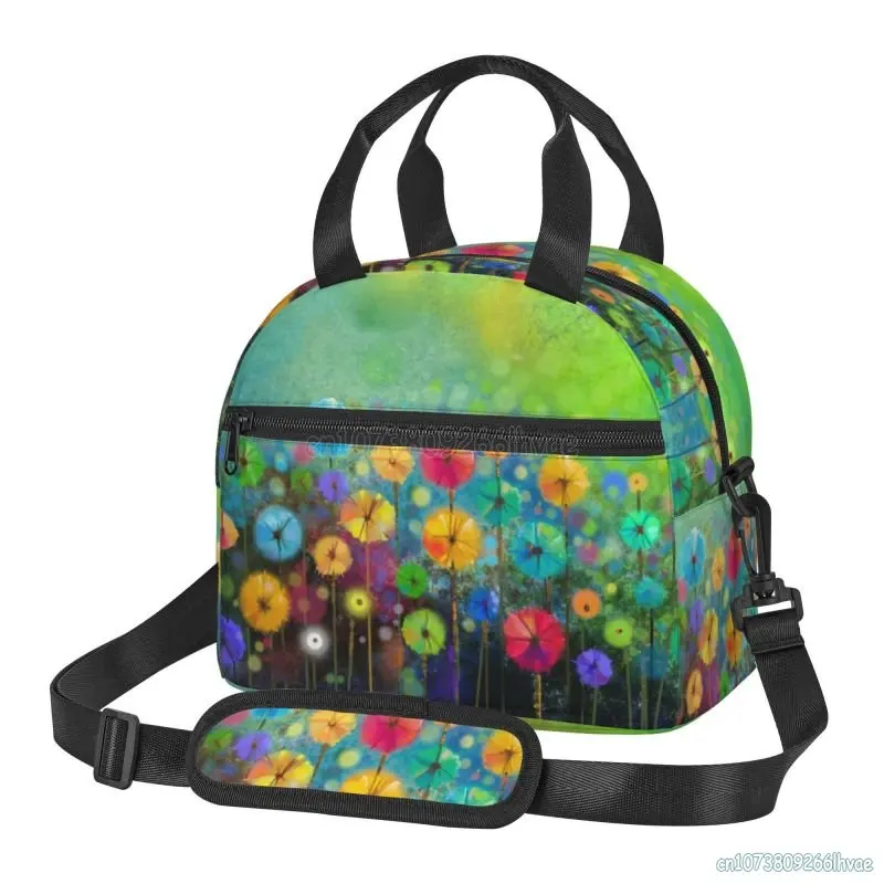 Resumo Aquarela Flores Isolados Lunch Bag Reutilizável Tote Bento Bag Lunch Box Container para Mulheres Meninas School Work Picnic