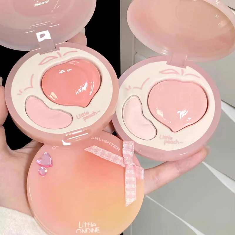 Little Ondine Cosmetics Dubbele Effec Combinatie Hoogglans Poeder Blusher Plaat Gezichtsreparatie Multifunctionele Fleuren Make-up
